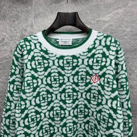 Casablanca Logo Jacquard Knit Merino Wool Sweater - Picture 8 of 8